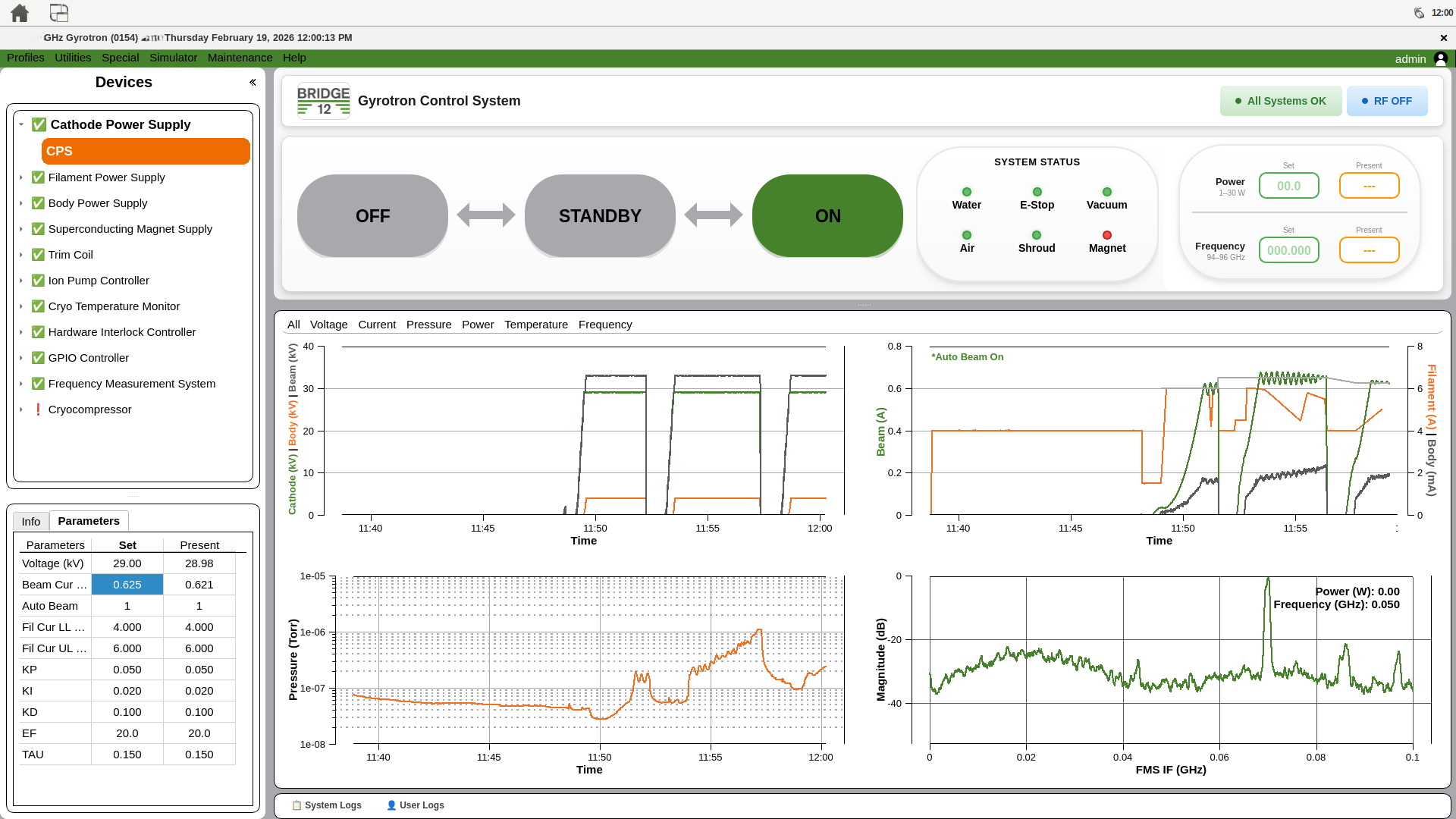 Bridge12 Technologies Control System Screenshot